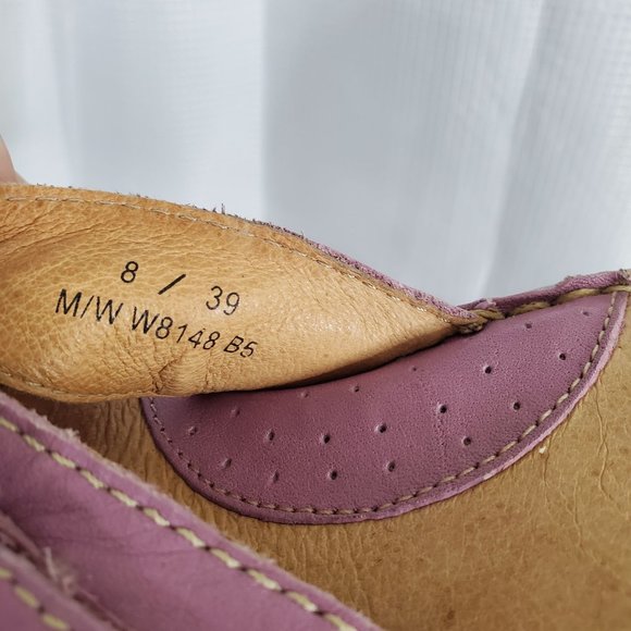 Born Handcrafted Footwear Size 8/39 Leather Wedge Sandals Heels Straps Purple - Picture 16 of 16